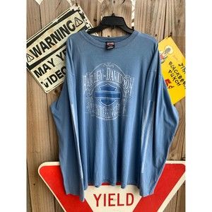 Vintage  Harley Davidson Calumet Munster IN blue long sleeve shirt XL Oversized